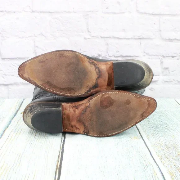 Code West Black Leather Mid Calf Cowboy Western Boot Size 7.5 M - Picture 9 of 9